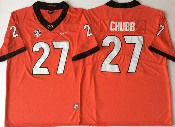 Georgia Bulldogs CHUBB #27 Orange NCAA Football Jersey