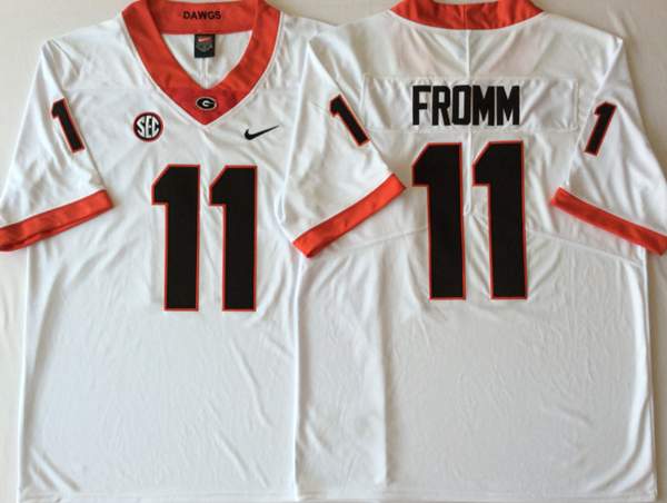 Georgia Bulldogs FROMM #11 White NCAA Football Jersey