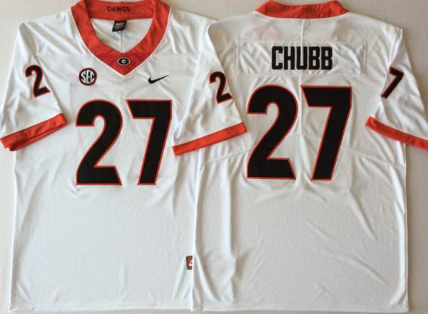 Georgia Bulldogs CHUBB #27 White NCAA Football Jersey