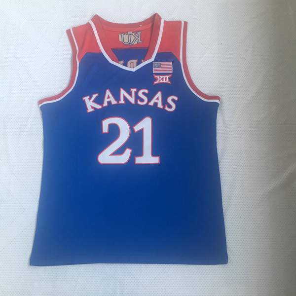 Kansas Jayhawks EMBIID #21 Blue NCAA Basketball Jersey