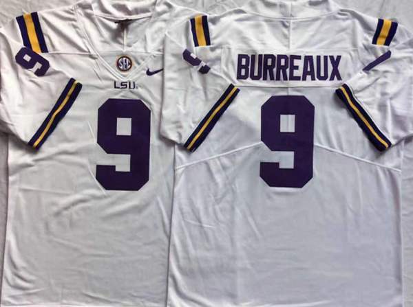 LSU Tigers BURREAUX #9 White NCAA Football Jersey