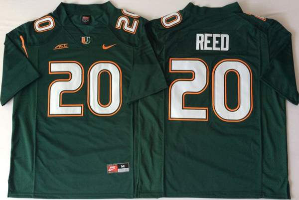 Miami Hurricanes REED #20 Green NCAA Football Jersey