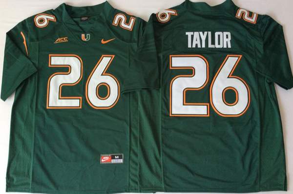 Miami Hurricanes TAYLOR #26 Green NCAA Football Jersey