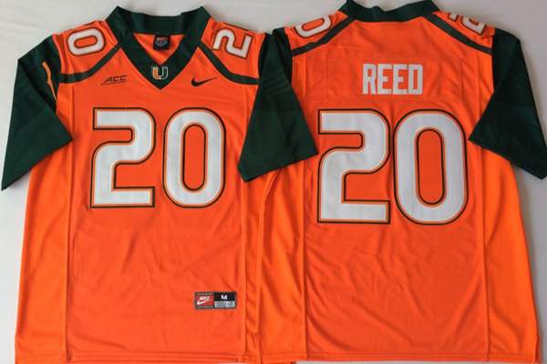 Miami Hurricanes REED #20 Orange NCAA Football Jersey