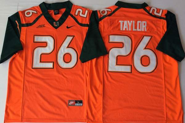 Miami Hurricanes TAYLOR #26 Orange NCAA Football Jersey