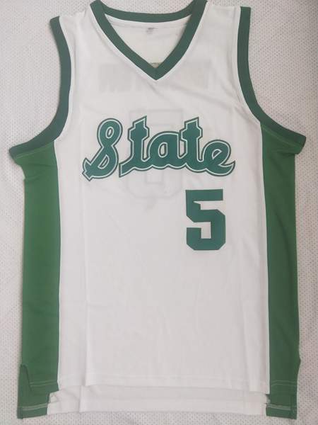 Michigan State Spartans WINSTON #5 White NCAA Basketball Jersey