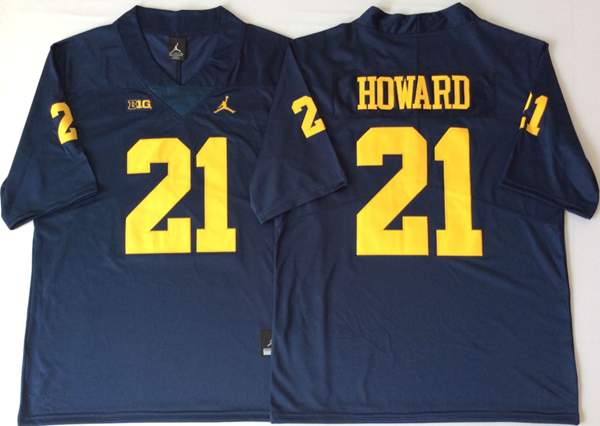 Michigan Wolverines HOWARD #21 Dark Blue NCAA Football Jersey