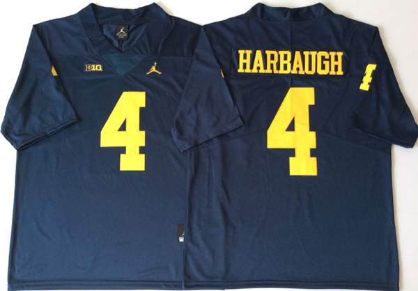 Michigan Wolverines HARBAUGH #4 Dark Blue NCAA Football Jersey