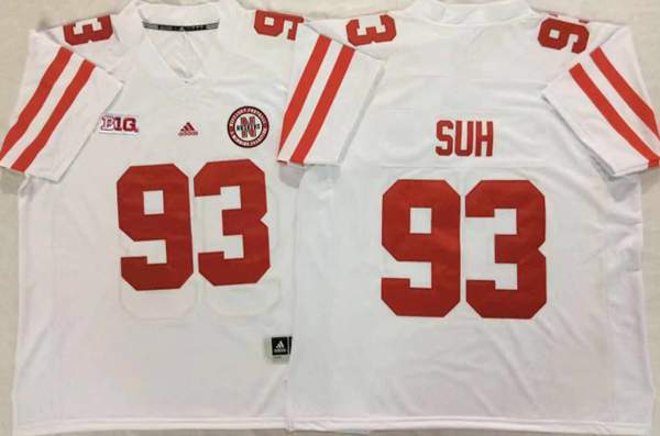 Nebraska Huskers SUH #93 White NCAA Football Jersey