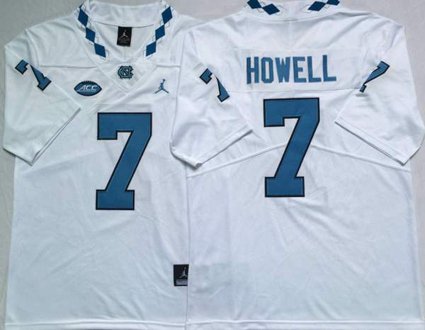 North Carolina Tar Heels HOWELL #7 White NCAA Football Jersey