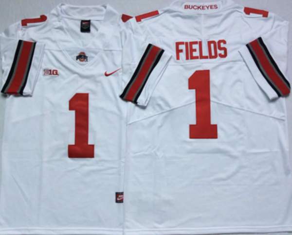 Ohio State Buckeyes FIELDS #1 White NCAA Football Jersey