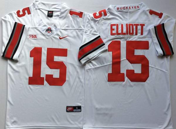 Ohio State Buckeyes ELLIOTT #15 White NCAA Football Jersey