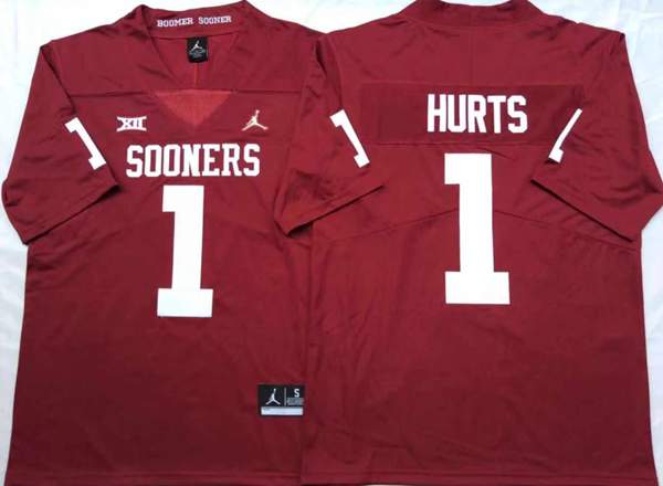 Oklahoma Sooners HURTS #1 Red NCAA Football Jersey