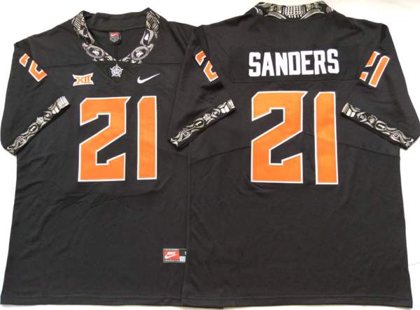 Oklahoma State Cowboys SANDERS #21 Black NCAA Football Jersey