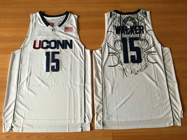 UConn Huskies WALKER #15 White NCAA Basketball Jersey