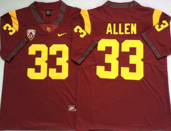 USC Trojans ALLEN #33 Red NCAA Football Jersey