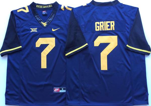 West Virginia Mountaineers GRIER #7 Blue NCAA Football Jersey