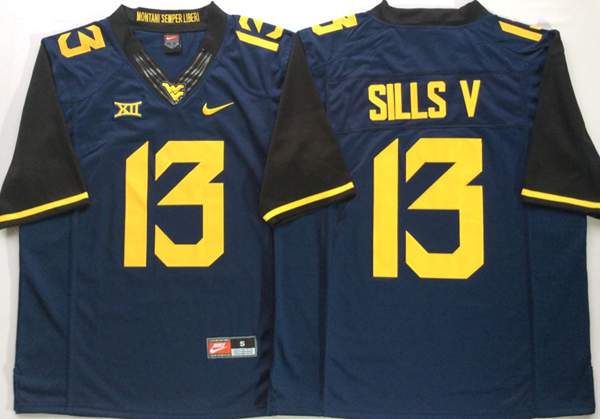 West Virginia Mountaineers SILLS V #13 Dark Blue NCAA Football Jersey