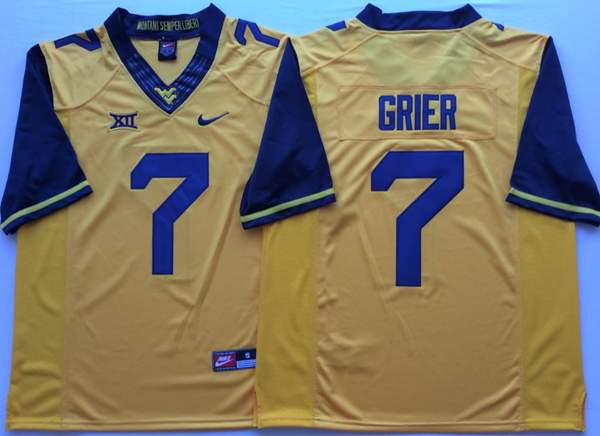 West Virginia Mountaineers GRIER #7 Yellow NCAA Football Jersey