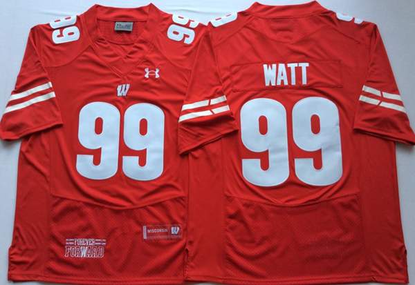 Wisconsin Badgers WATT #99 Red NCAA Football Jersey