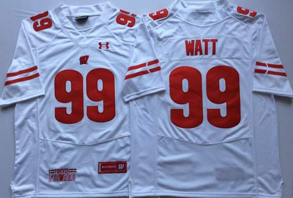 Wisconsin Badgers WATT #99 White NCAA Football Jersey