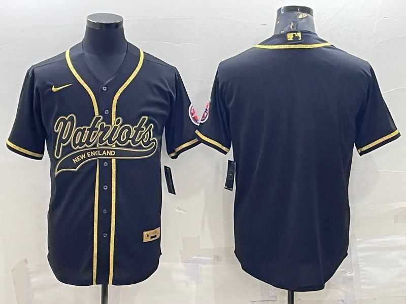 New England Patriots Black Gold MLB&NFL Jersey