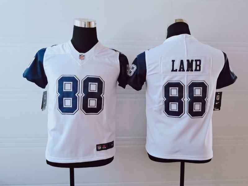 Kids Dallas Cowboys LAMB #88 White NFL Jersey 02