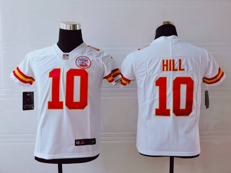 Kids Kansas City Chiefs HILL #10 White NFL Jersey