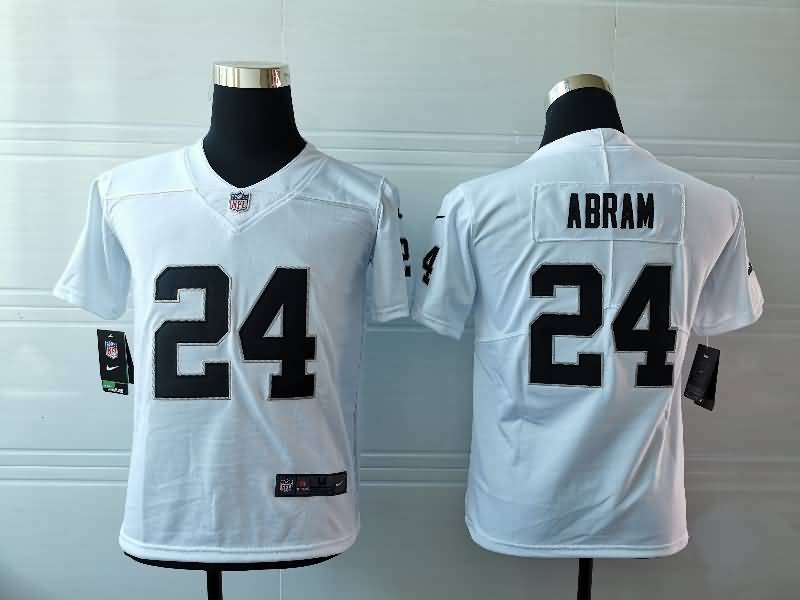 Kids Las Vegas Raiders ABRAM #24 White NFL Jersey 02