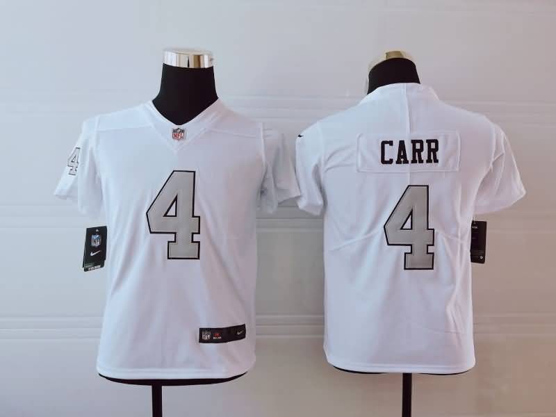 Kids Las Vegas Raiders CARR #4 White NFL Jersey