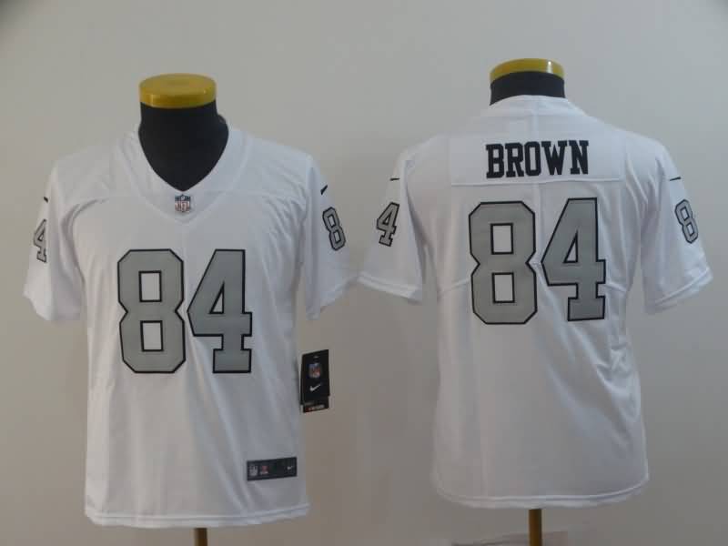 Kids Las Vegas Raiders BROWN #84 White NFL Jersey