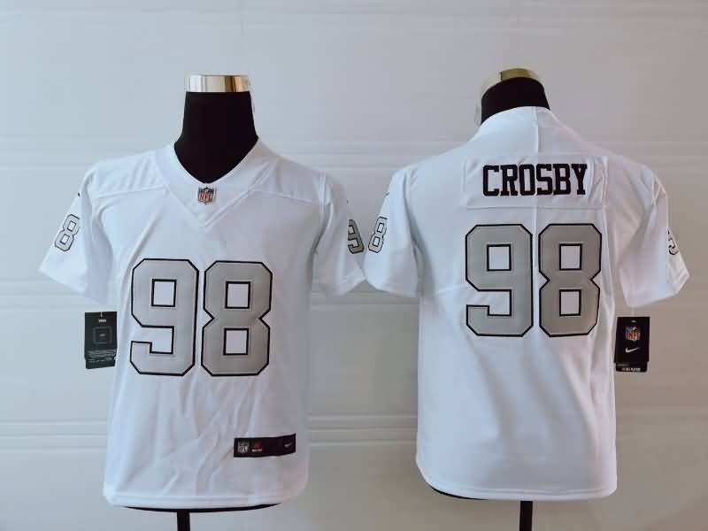 Kids Las Vegas Raiders CROSBY #98 White NFL Jersey