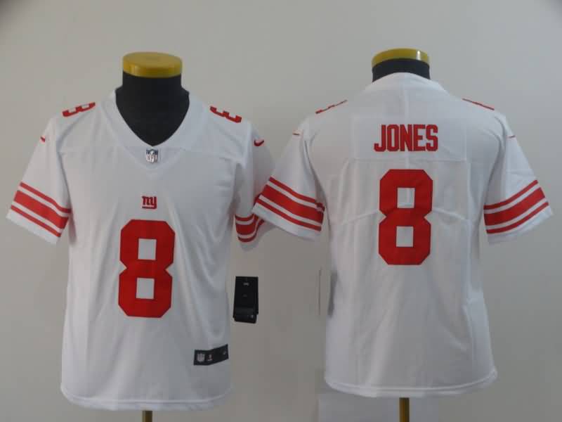 Kids New York Giants JONES #8 White NFL Jersey