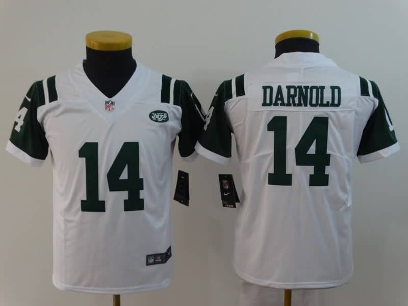 Kids New York Jets DARNOLD #14 White NFL Jersey 02