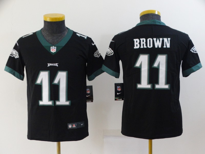 Kids Philadelphia Eagles BROWN #11 Black NFL Jersey