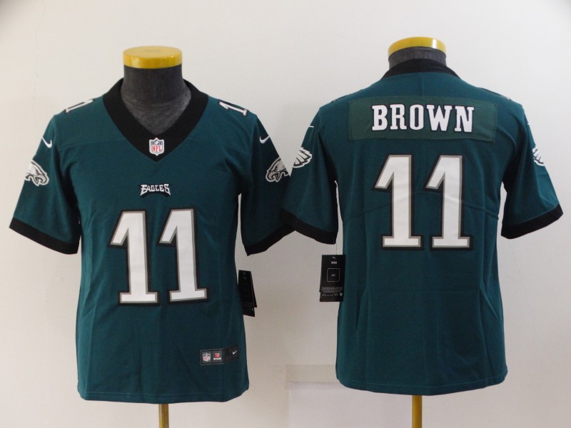 Kids Philadelphia Eagles BROWN #11 Green NFL Jersey