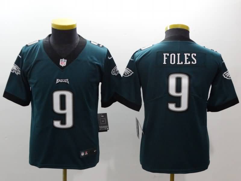 Kids Philadelphia Eagles FOLES #9 Green NFL Jersey