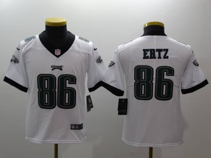 Kids Philadelphia Eagles ERTZ #86 White NFL Jersey