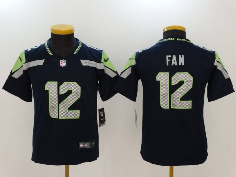 Kids Seattle Seahawks FAN #12 Dark Blue NFL Jersey