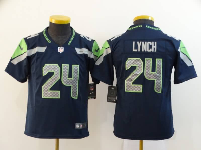 Kids Seattle Seahawks LYNCH #24 Dark Blue NFL Jersey