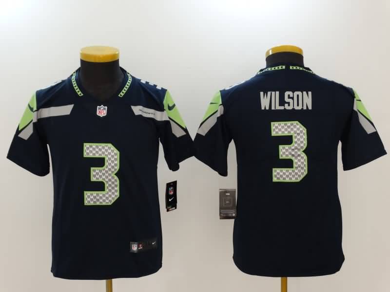 Kids Seattle Seahawks WILSON #3 Dark Blue NFL Jersey