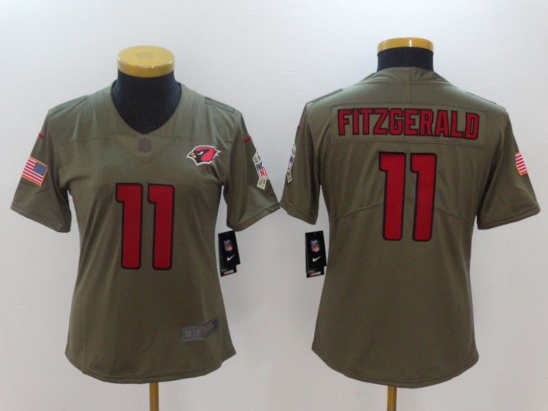 Arizona Cardinals FITZGERALD #11 Olive Salute To Service Women NFL Jersey