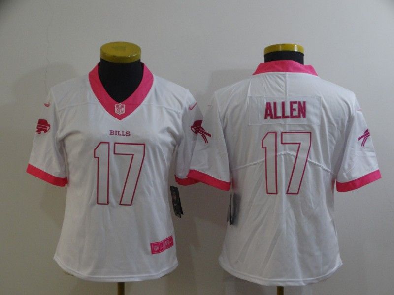 Buffalo Bills ALLEN #17 White Fashion Women NFL Jersey