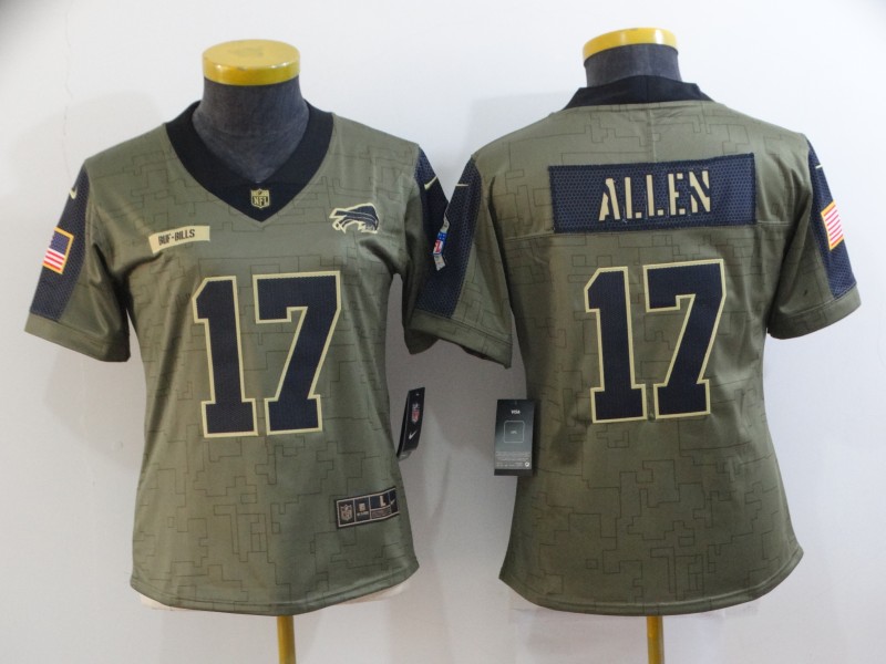 Buffalo Bills ALLEN #17 Olive Salute To Service Women NFL Jersey