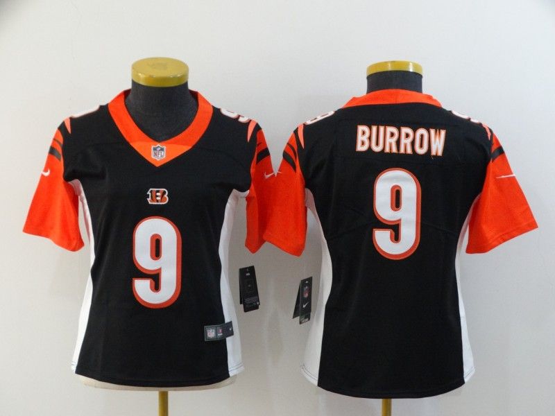 Cincinnati Bengals BURROW #9 Black Women NFL Jersey