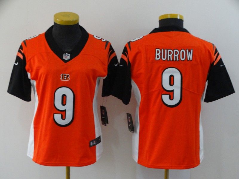 Cincinnati Bengals BURROW #9 Orange Women NFL Jersey