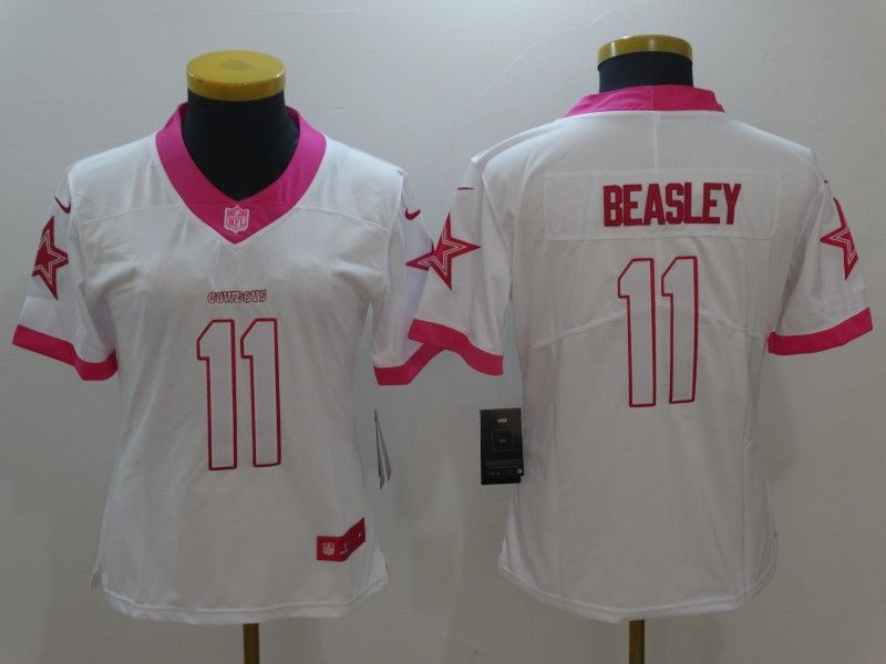 Dallas Cowboys BEASLEY #11 White Fashion Women NFL Jersey