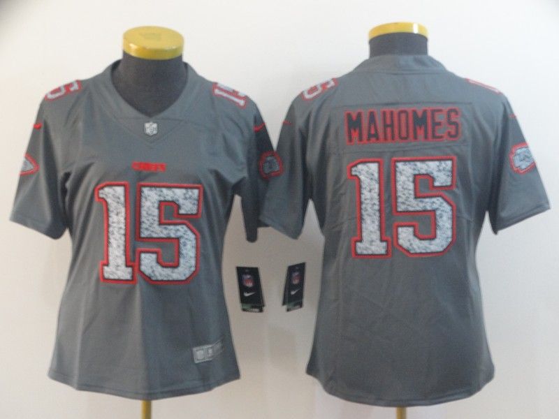 Kansas City Chiefs MAHOMES #15 Grey Fashion Women NFL Jersey