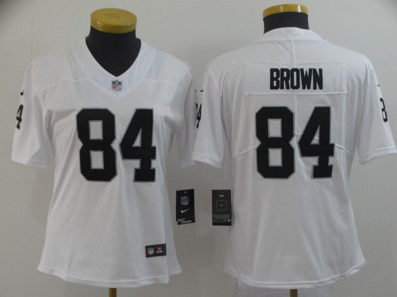 Las Vegas Raiders BROWN #84 White Women NFL Jersey