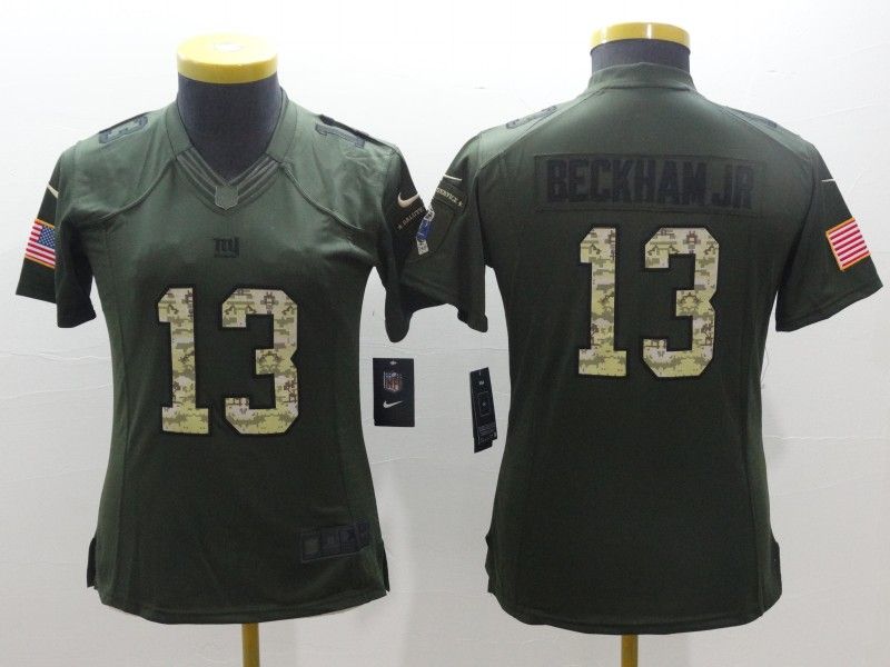 New York Giants BECKHAM JR #13 Olive Salute To Service Women NFL Jersey 03